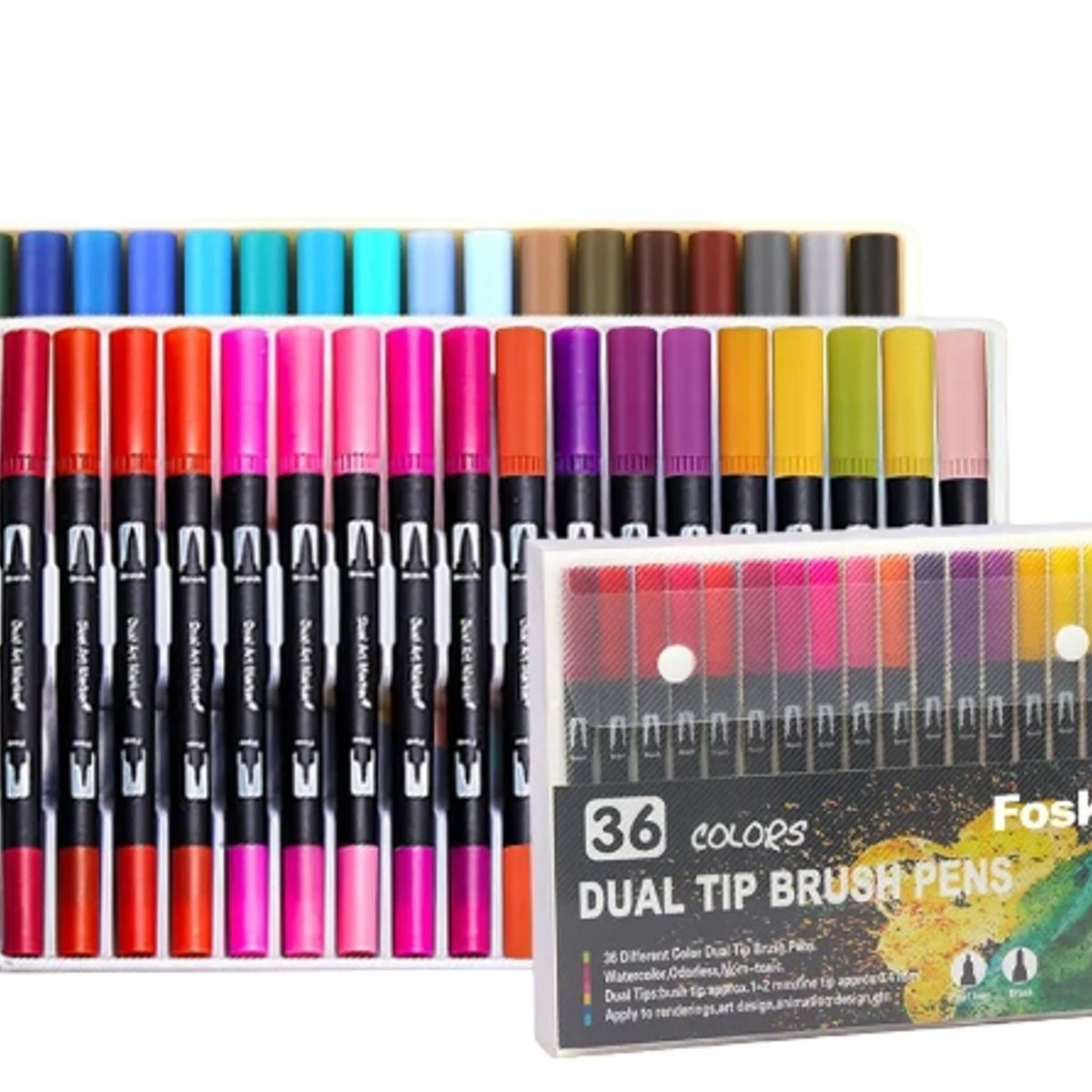 FOSKA - Set 36 lettering marcadores doble punta pincel brush