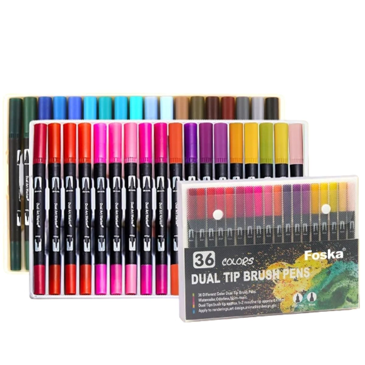 FOSKA - Set 36 lettering marcadores doble punta pincel brush