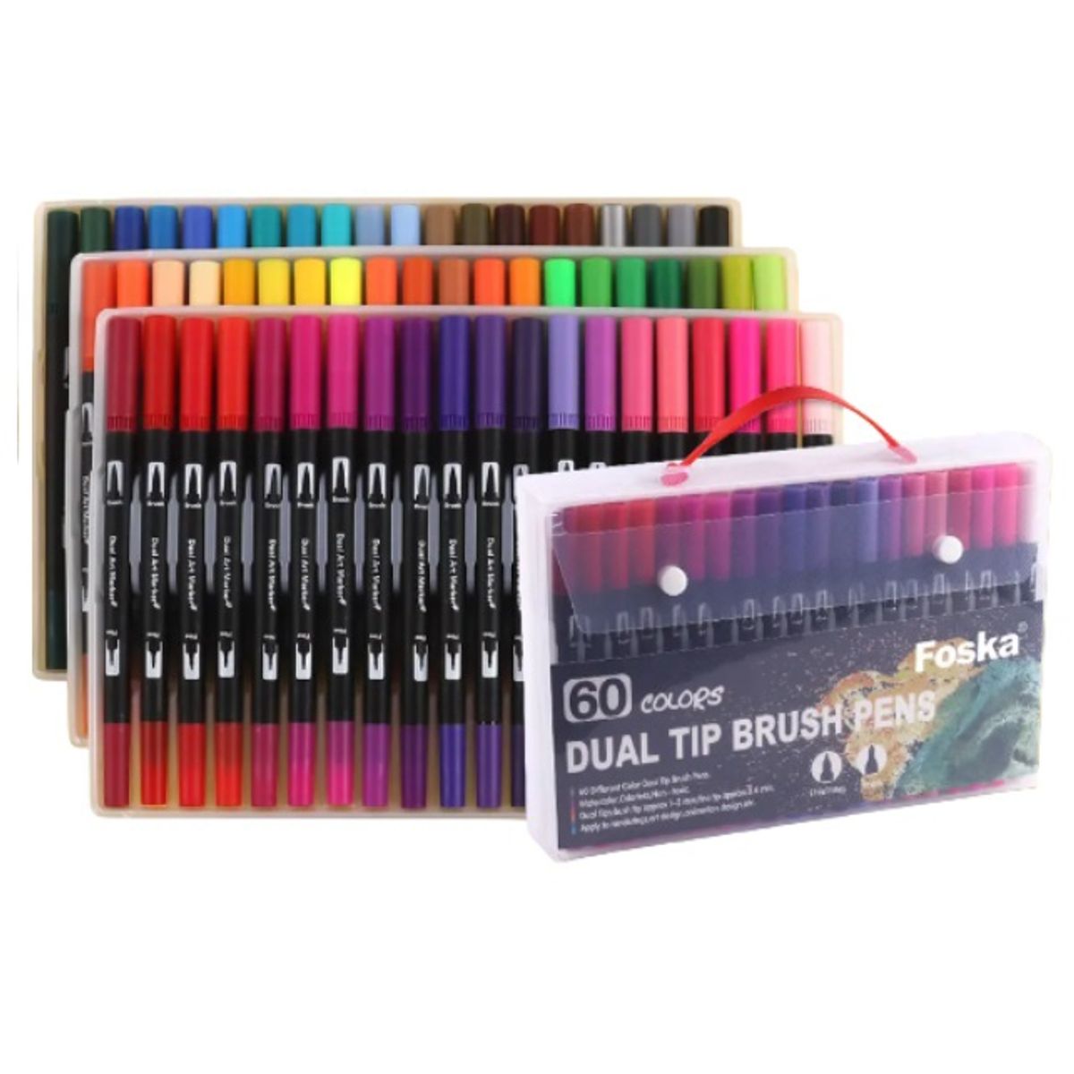 FOSKA - Set 60 lettering marcadores doble punta pincel brush