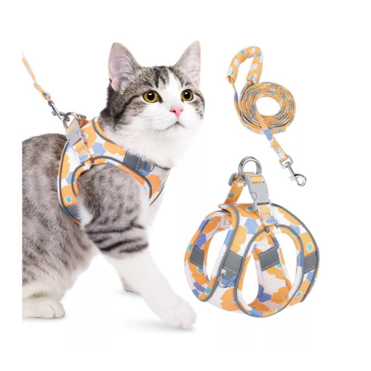 GENERICO - Pechera Arnés Correa Ultra Ligero Anti-escape Gato Naranja S