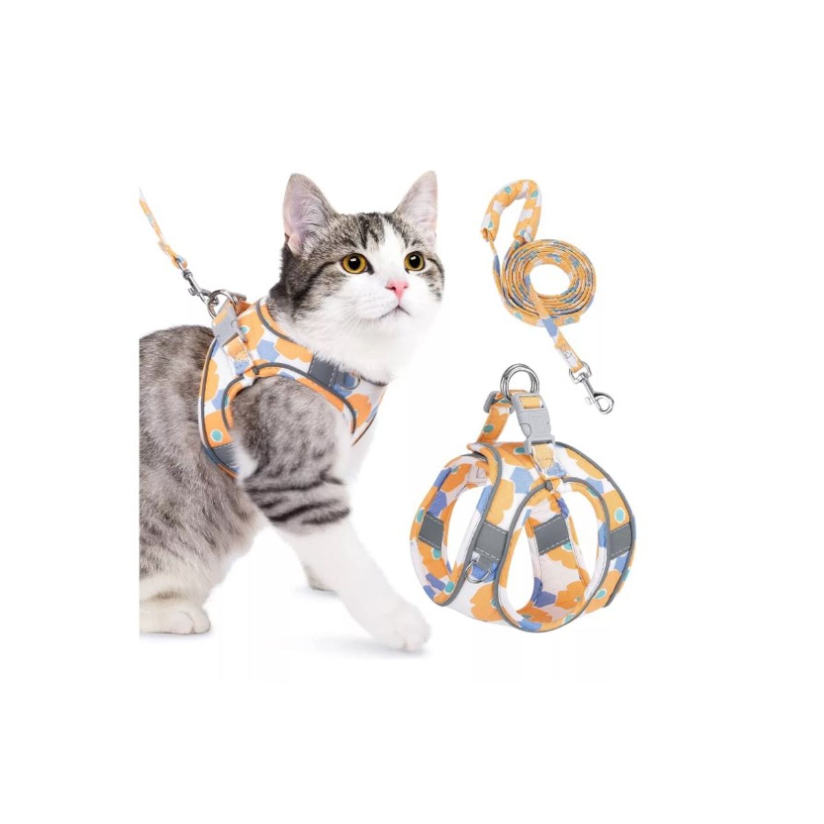 GENERICO - Pechera Arnés Correa Ultra Ligero Anti-escape Gato Naranja S