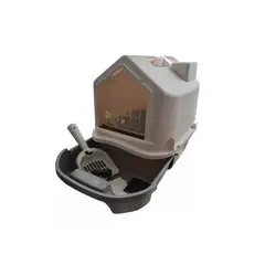 GENERICO - Caja De Arena Para Gatos Semicerrada Plegable Mascotas Gris.