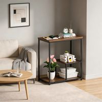 Mesa Auxiliar Estrecha Con Estantes De Almacenamiento 60X30 Marron oscuro