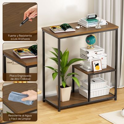 Imagen 2 del producto Mesa Auxiliar Estrecha Con Estantes De Almacenamiento 60X30 Marron oscuro