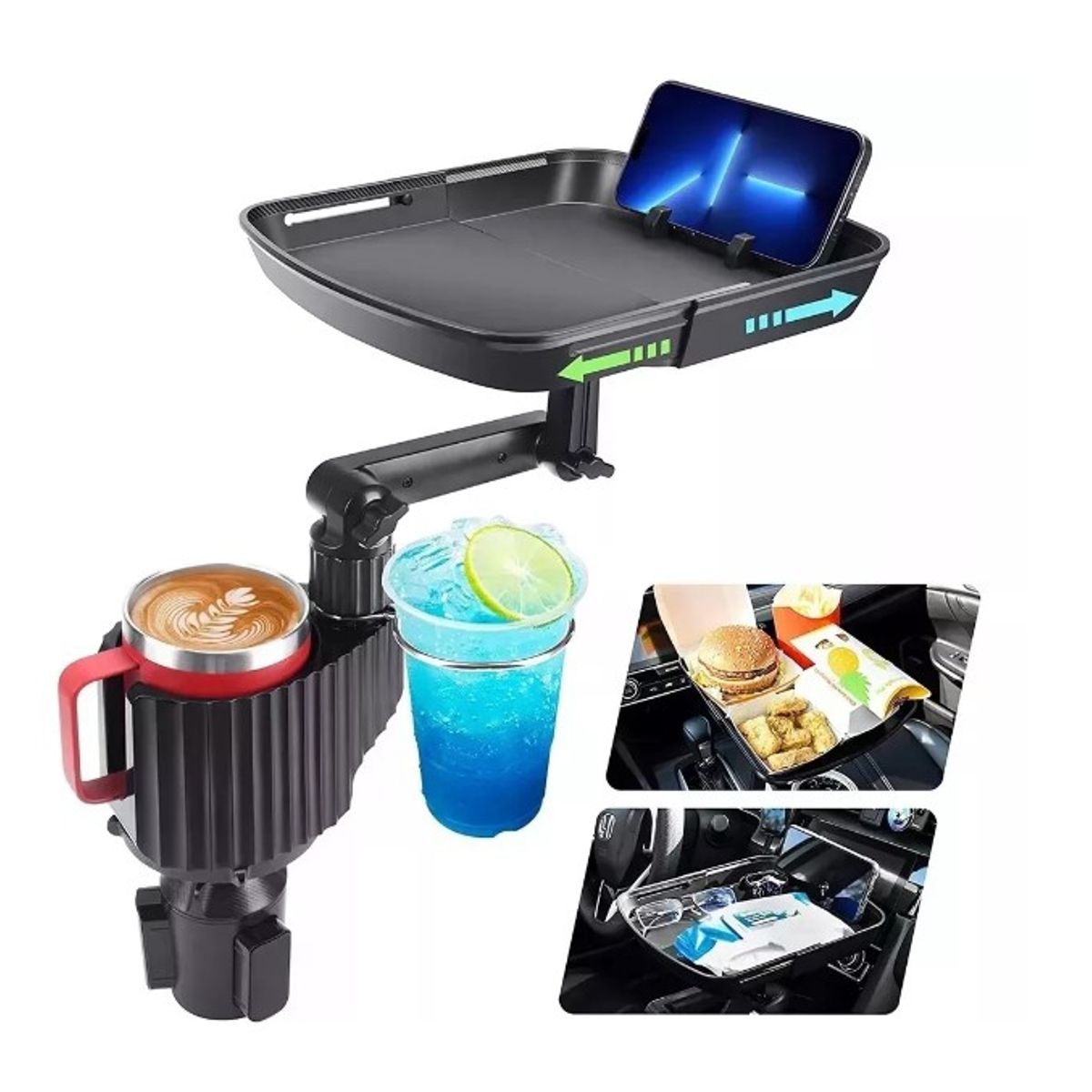 GENERICO - Mesa Bandeja Para Comida Y Porta Vasos Autos Suvs Camionetas