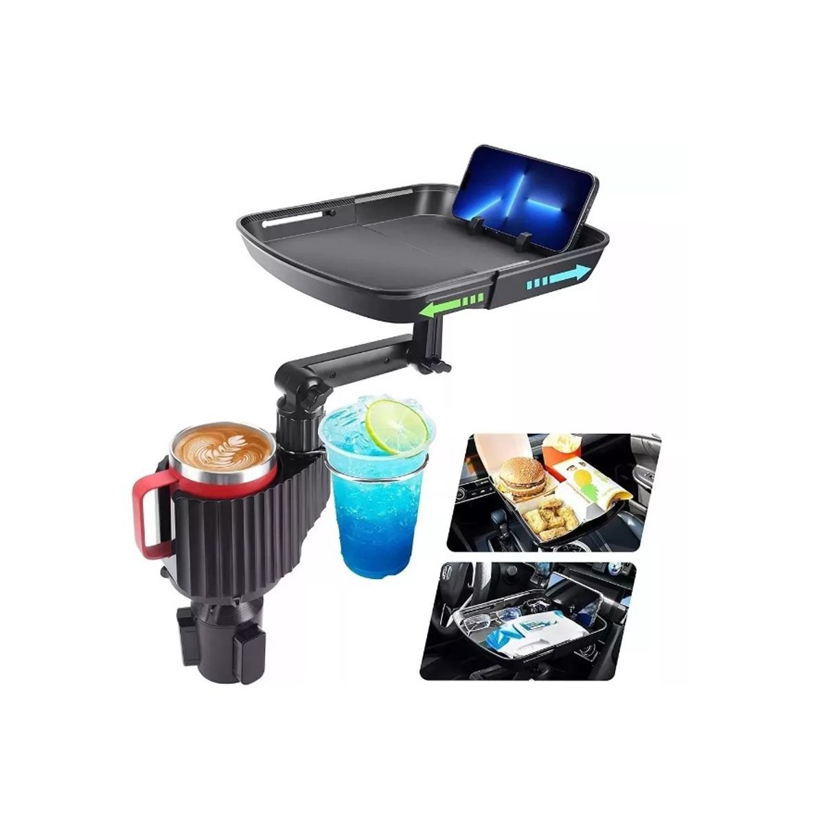 GENERICO - Mesa Bandeja Para Comida Y Porta Vasos Autos Suvs Camionetas