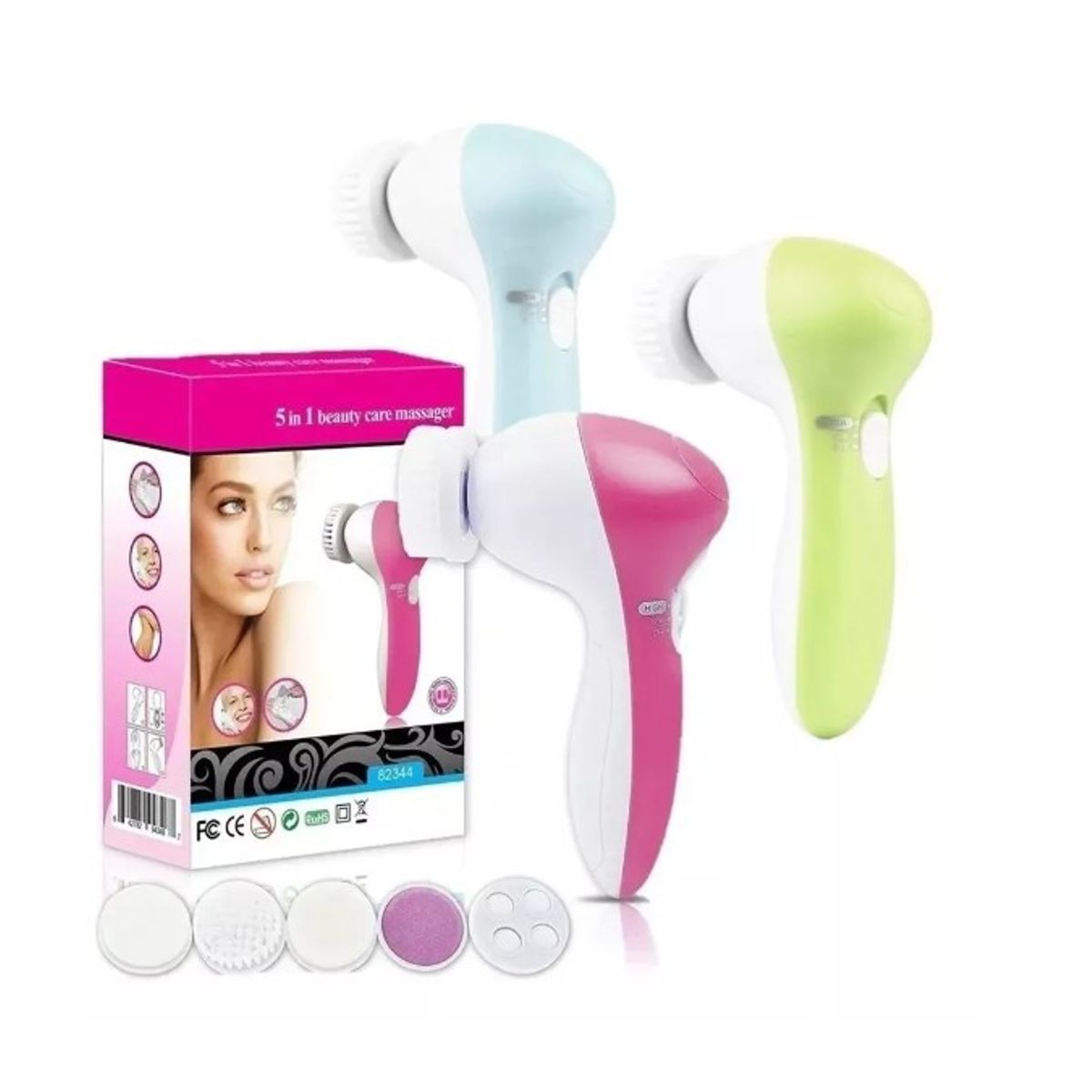 GENERICO - Cepillo Limpiador Cuidado Facial Eléctrico 5en1 Cara Cuerpo