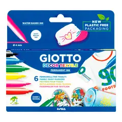 GIOTTO - Lapiz Textil 6 Colores - Marcador De Telas