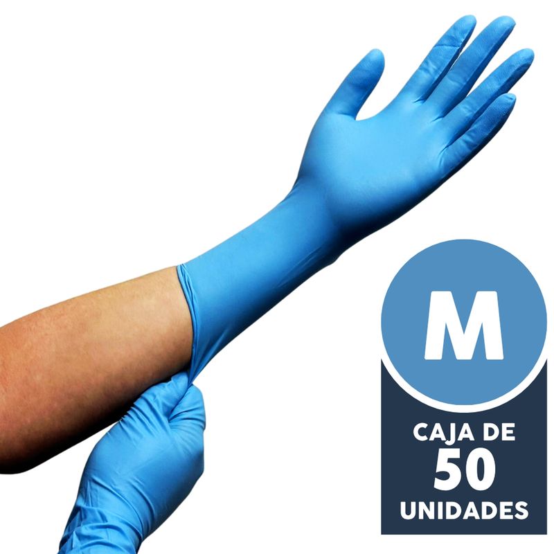 GENERICO - Guante de nitrilo - Alto riesgo - 30 cm de largo - Dedos texturizados - Azul - 7/m