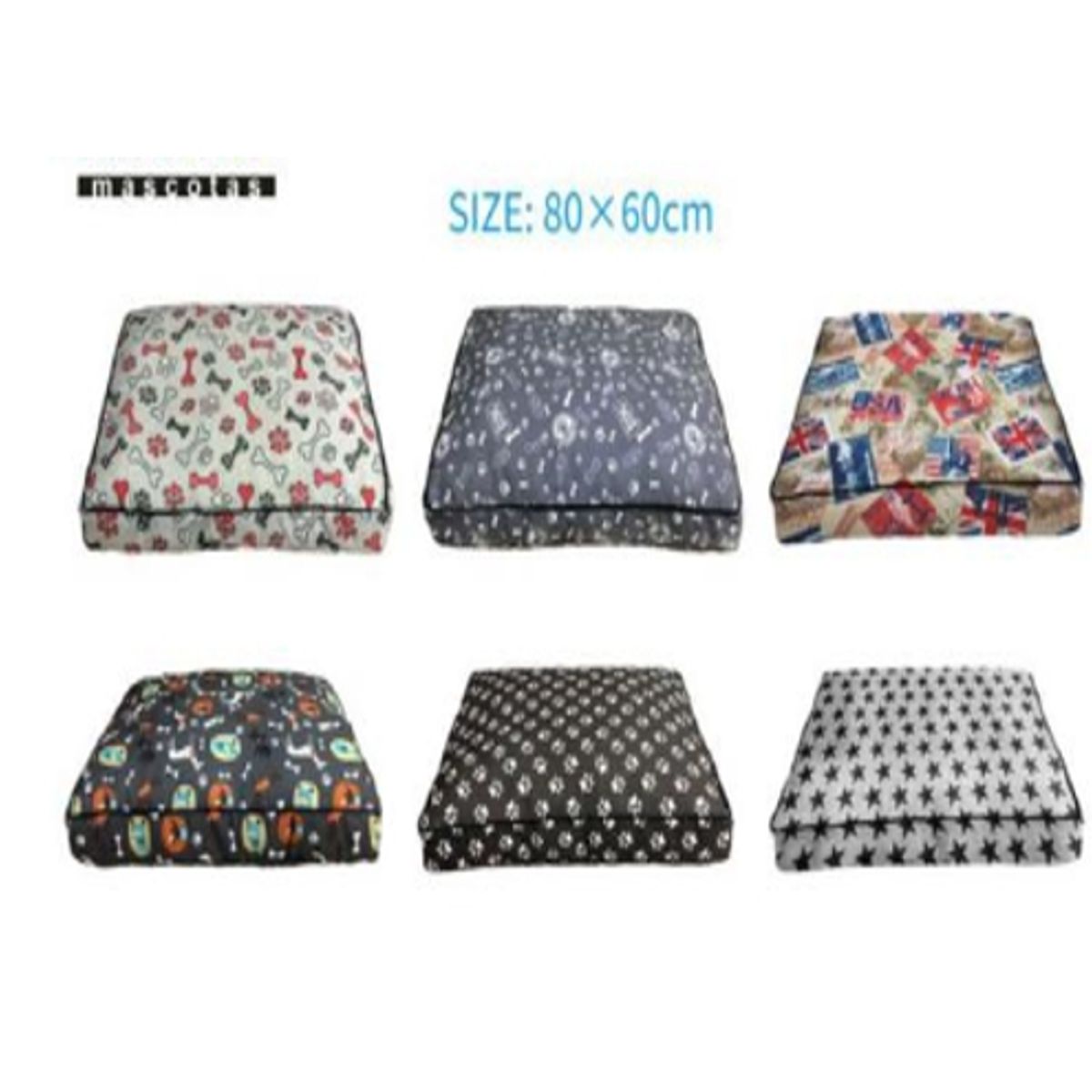 GENERICO - Colchoneta Cama Para Mascotas Diseños Surtidos 80x60cm