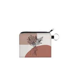 GENERICO - Monedero con estampado de mano y flores con cierre para mujer