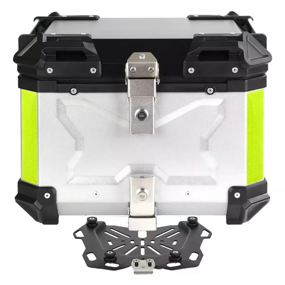 KUANGYE - Maleta Top Case Aluminio Moto 45 L, Silver/black X-series.