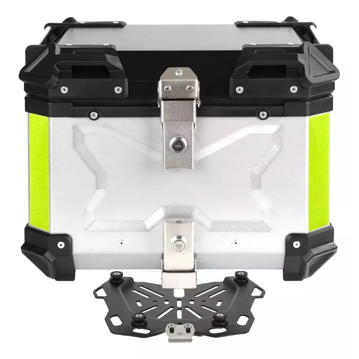 KUANGYE - Maleta Top Case Aluminio Moto 45 L, Silver/black X-series.