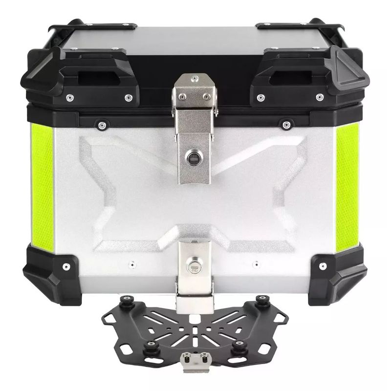 KUANGYE - Maleta Top Case Aluminio Moto 45 L, Silver/black X-series.