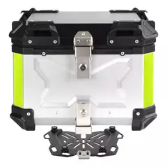 KUANGYE - Maleta Top Case Aluminio Moto 45 L, Silver/black X-series.