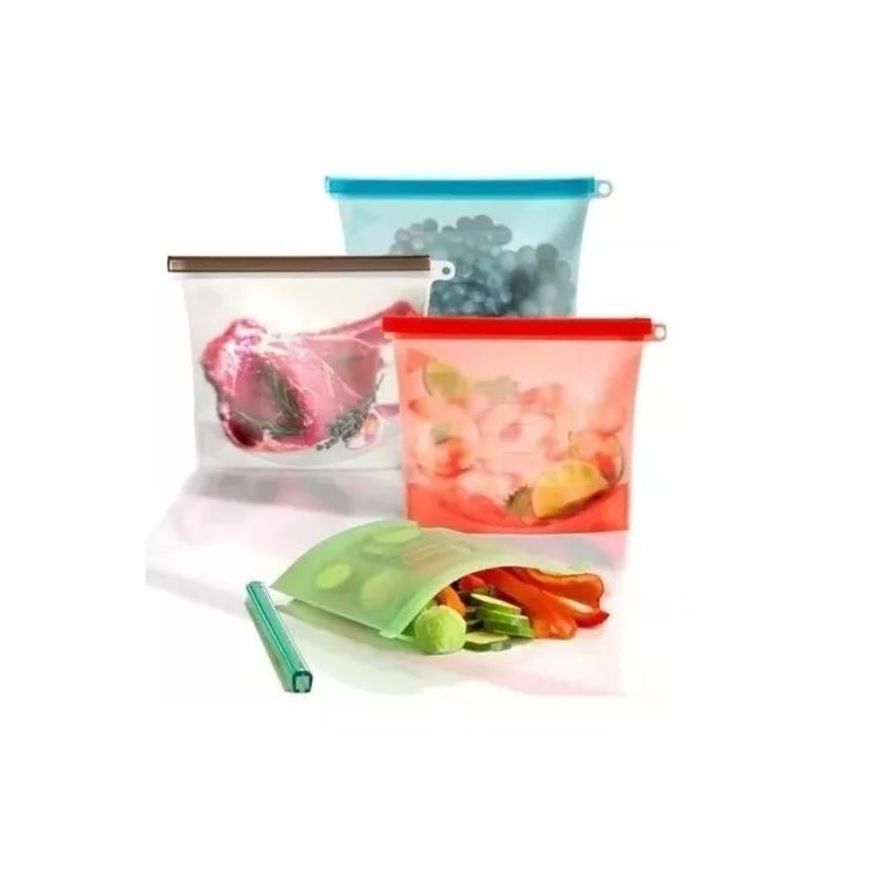 GENERICO - Pack 2 Bolsas De Silicon Reutilizables Con Sello Hermetico