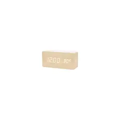 GENERICO - Reloj Despertador Digital De Madera Luz Lcd Pilas Y Usb 1299
