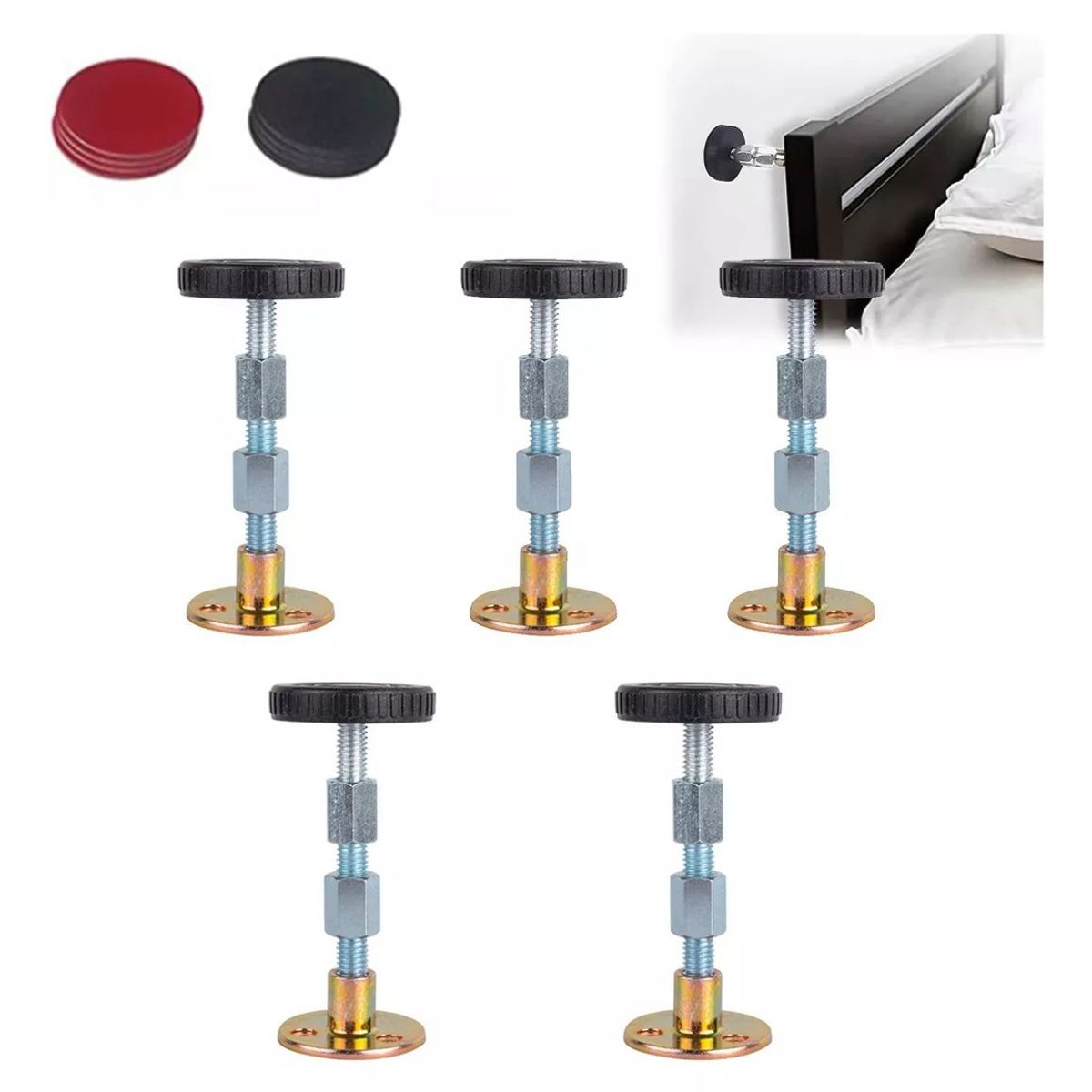 KUANGYE - 5 Topes De Cama Pared Mueble Ajustable Antivibración Mediano