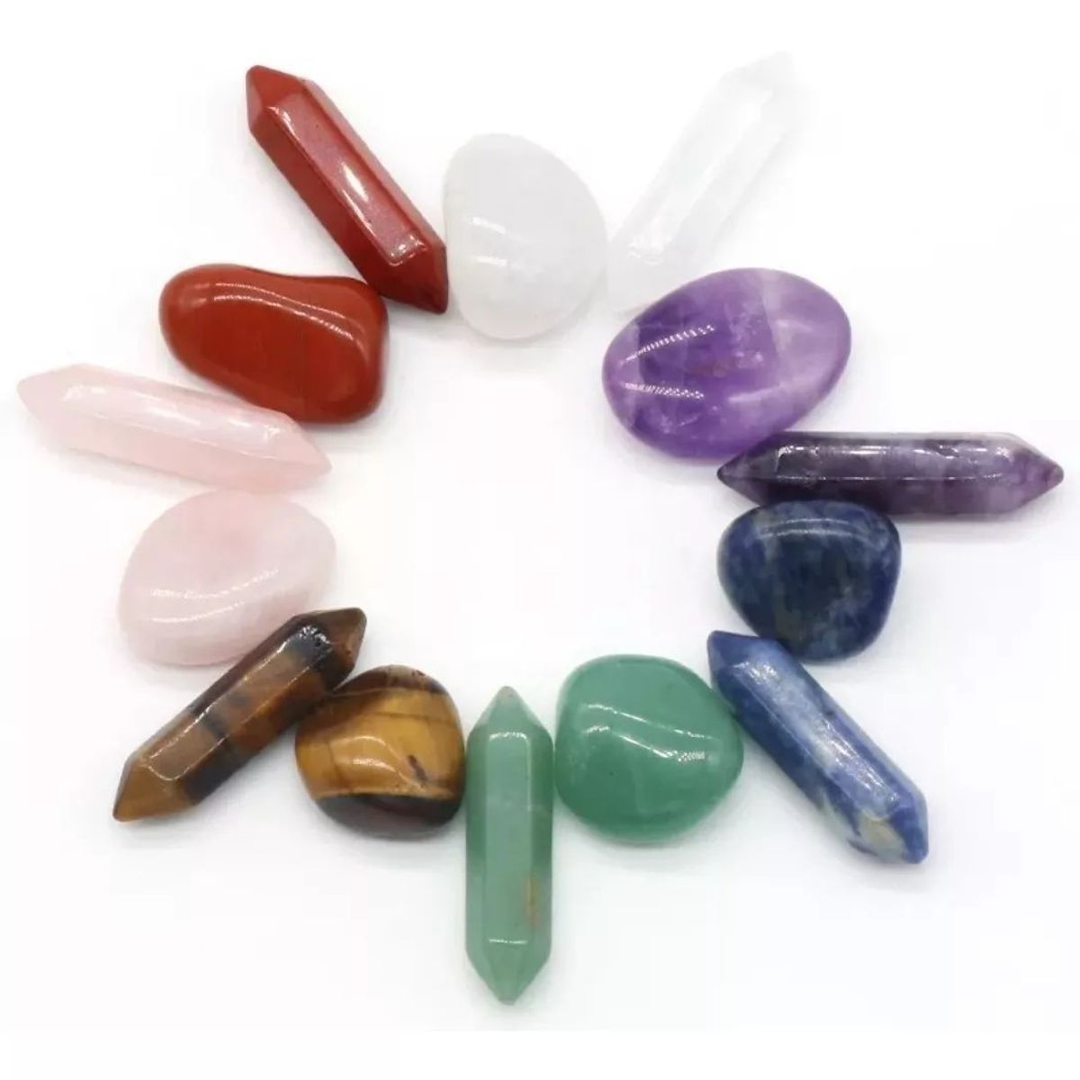 KUANGYE - Set 14 Minerales Pulidos Reales, Chakras, Geología