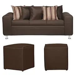 RUZAM MOBEL - SOFA LEGEND 3 CUERPOS Y DOS POUF CAFE