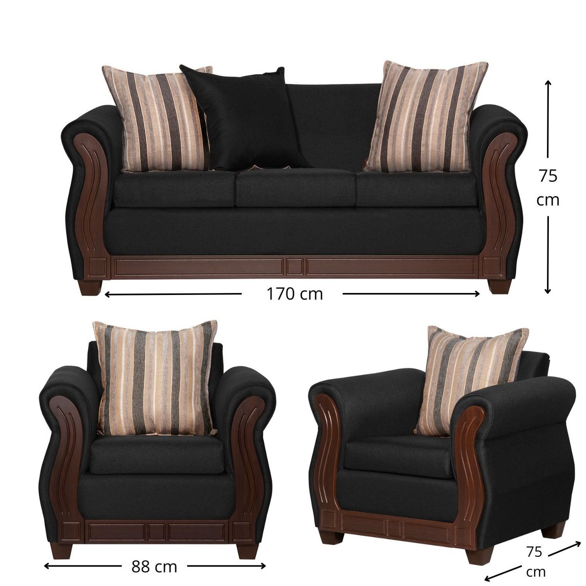 RUZAM MOBEL - LIVING 3-1-1 ATENAS NEGRO