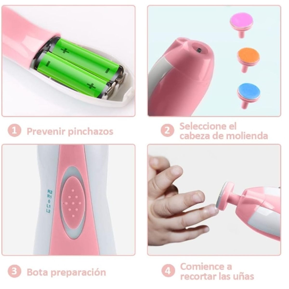 GENERICO - Corta Uñas Para Bebés Y Niños Lima Eléctrica Rosa