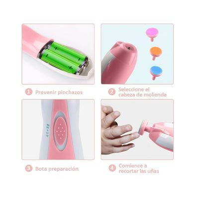 Imagen 2 del producto Corta Uñas Para Bebés Y Niños Lima Eléctrica Rosa