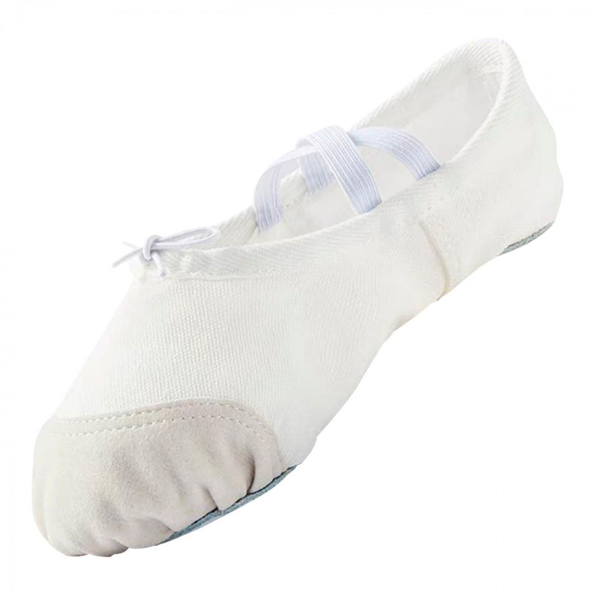 GENERICO - Zapatillas Media Punta Lona Y Gamuza Ballet Niña Blanco 7701