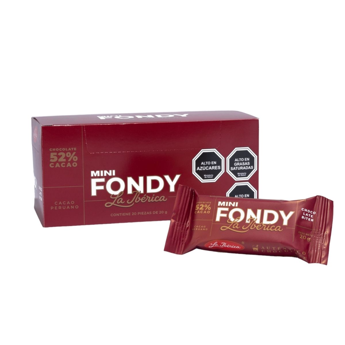 LA IBERICA - PACK X 20 CHOCOLATE BITTER EN BARRA MINI 52% CACAO 20G LA IBÉRICA