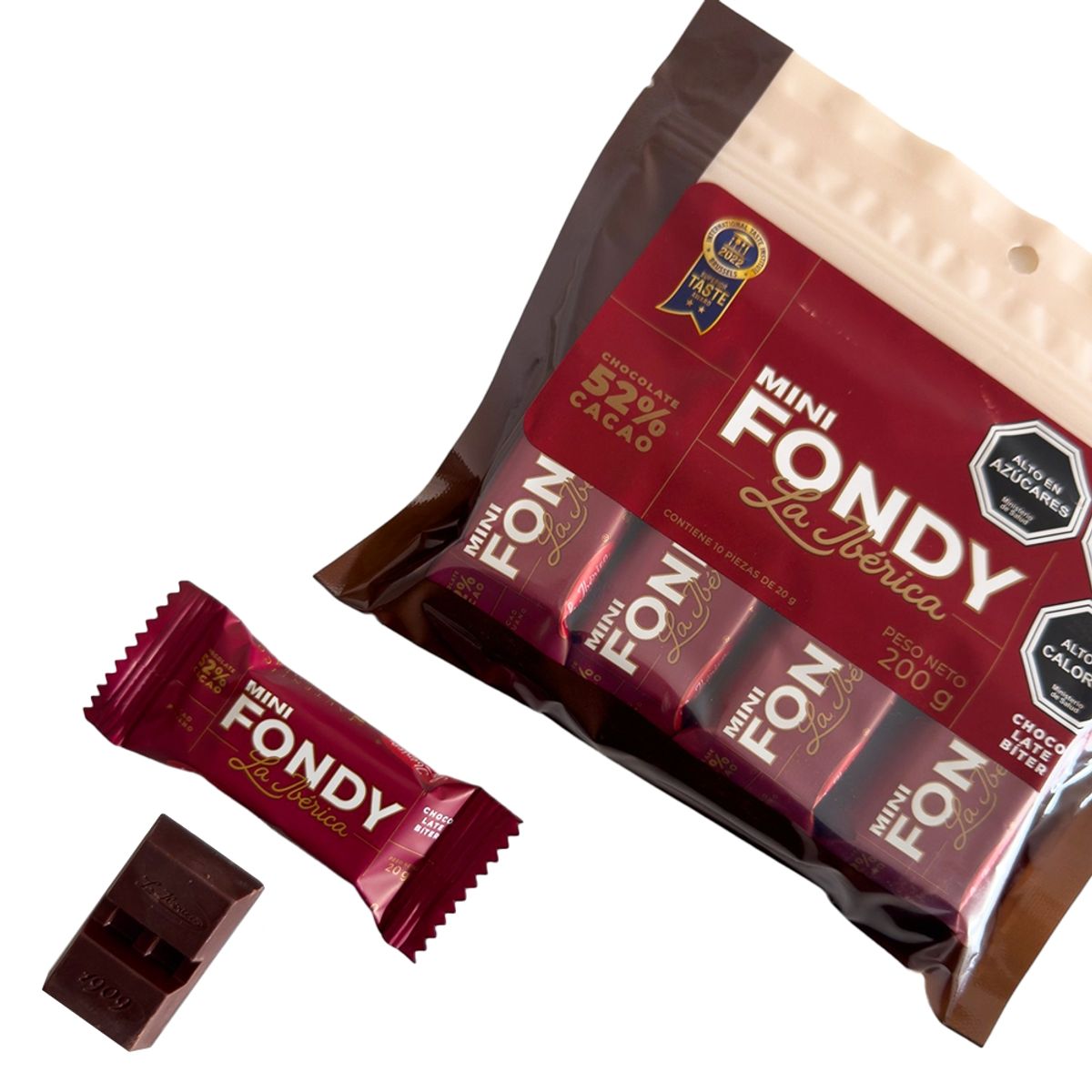 LA IBERICA - PACK X 10 CHOCOLATE BITTER EN BARRA MINI 52% CACAO 20G LA IBÉRICA