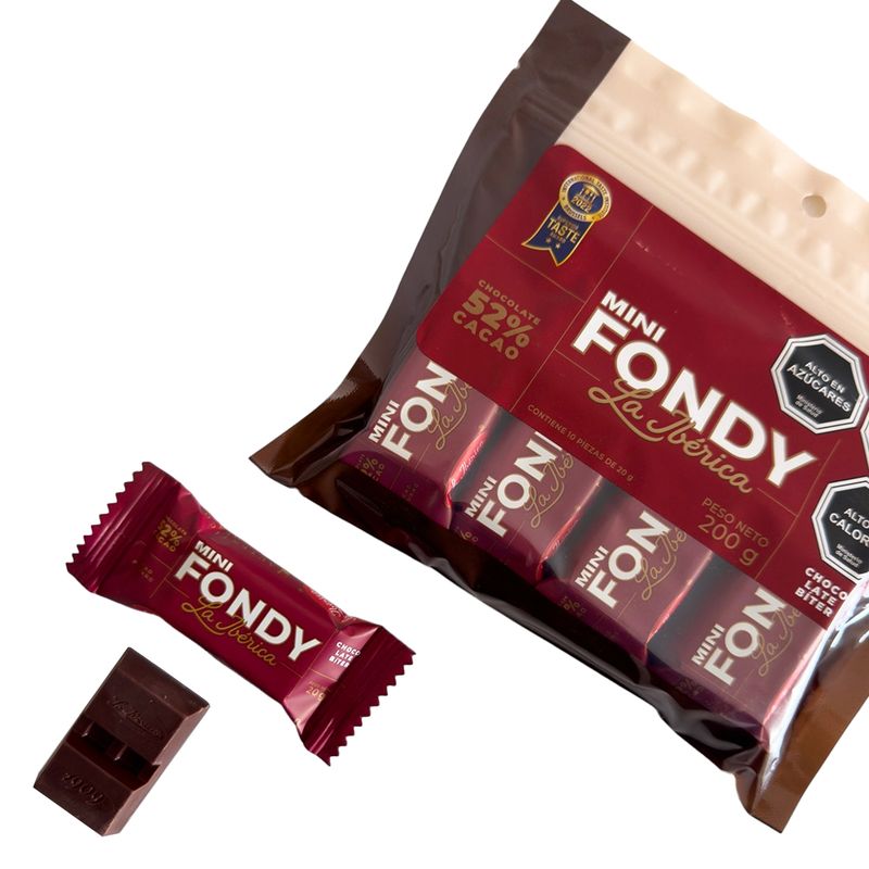 LA IBERICA - PACK X 10 CHOCOLATE BITTER EN BARRA MINI 52% CACAO 20G LA IBÉRICA