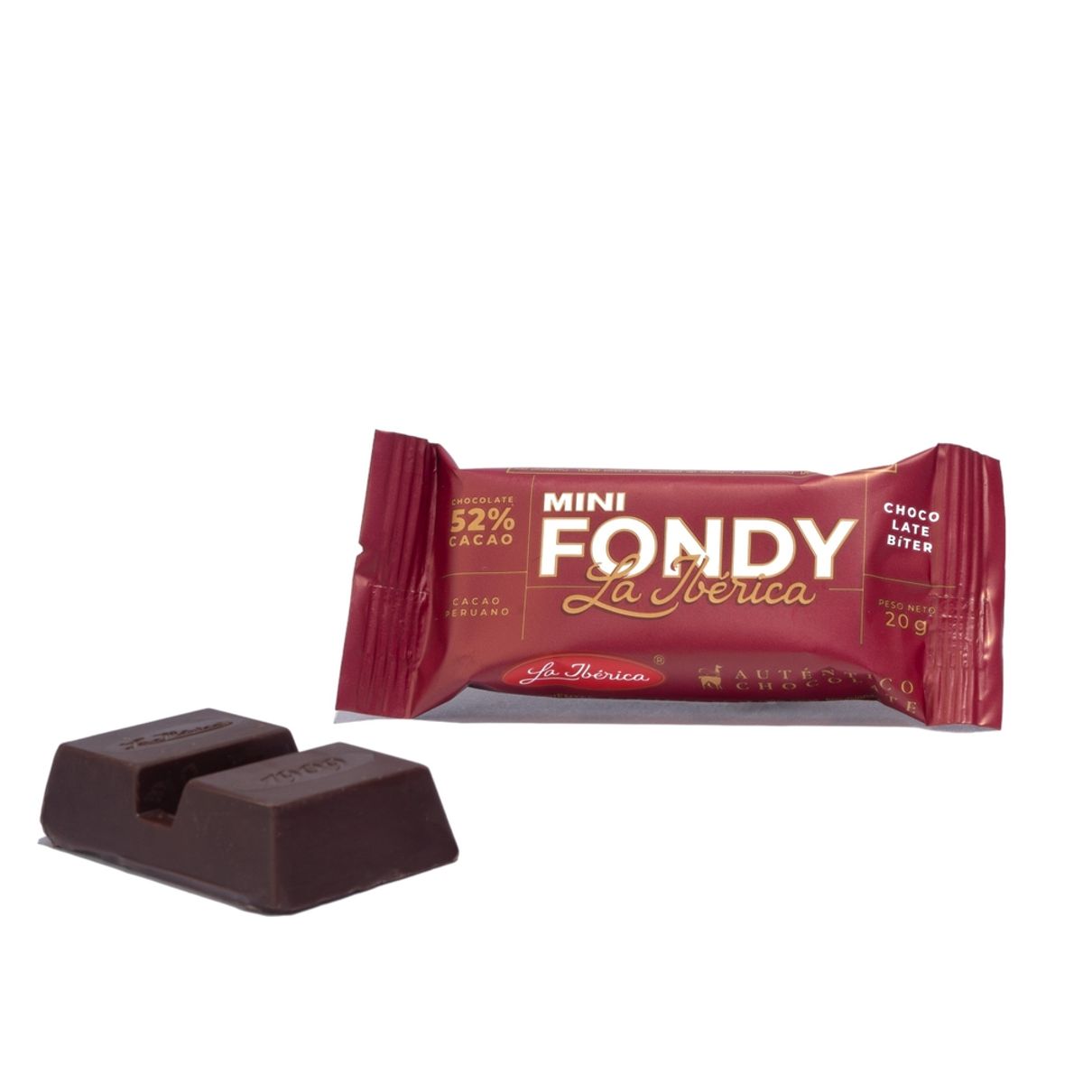 LA IBERICA - PACK X 10 CHOCOLATE BITTER EN BARRA MINI 52% CACAO 20G LA IBÉRICA