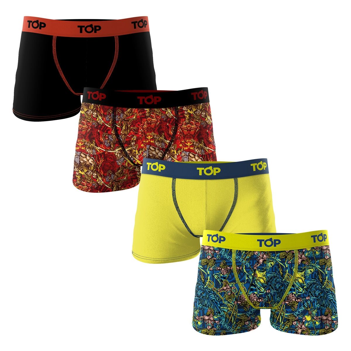 TOP - Bóxer Medio Niño Algodón Pack 4 Dioses Griegos Top