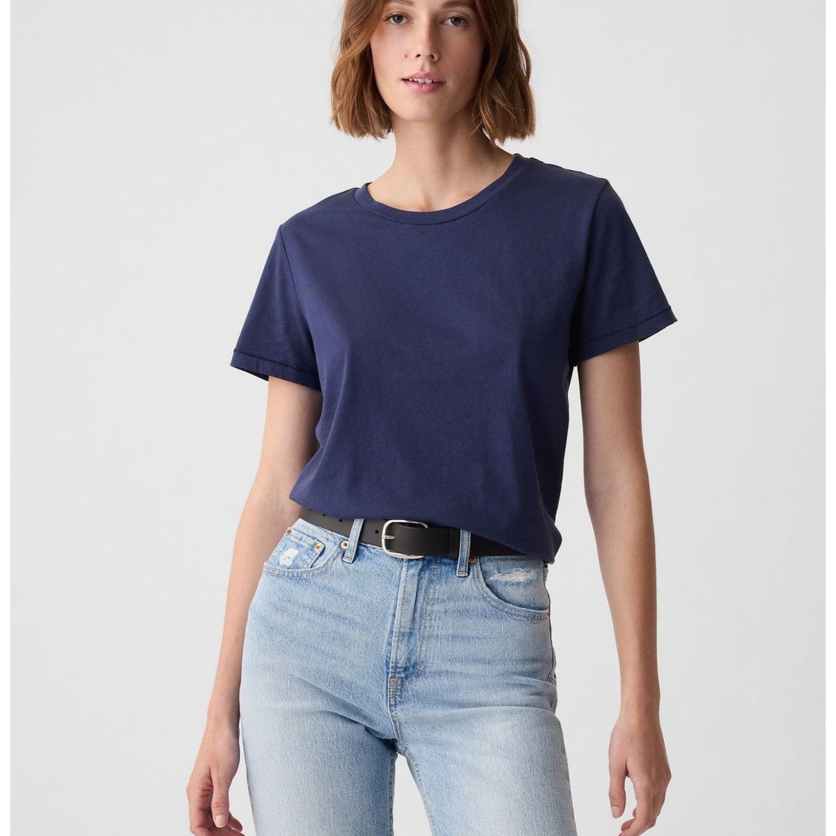 GAP - Polera Mujer Cuello Redondo Azul GAP