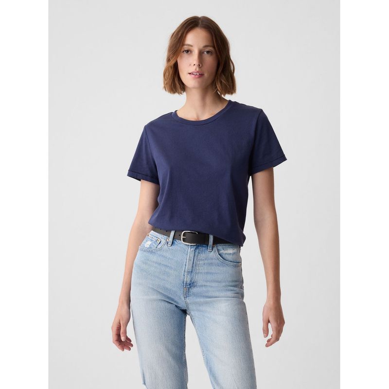 GAP - Polera Mujer Cuello Redondo Azul GAP