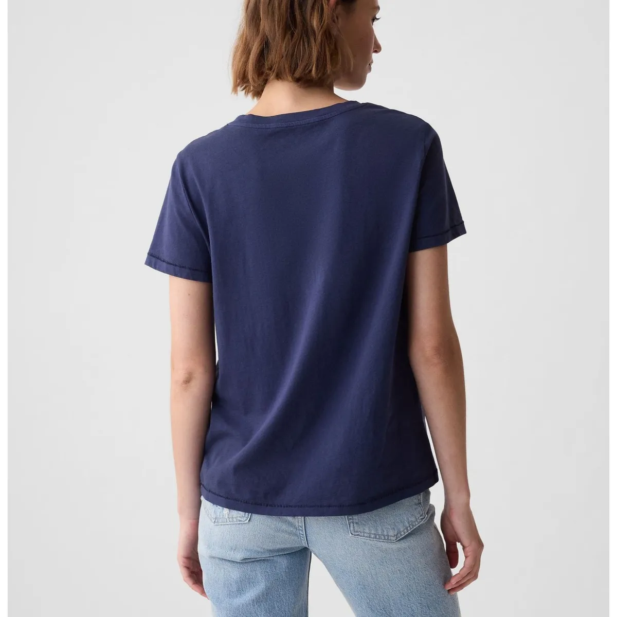 GAP - Polera Mujer Cuello Redondo Azul GAP