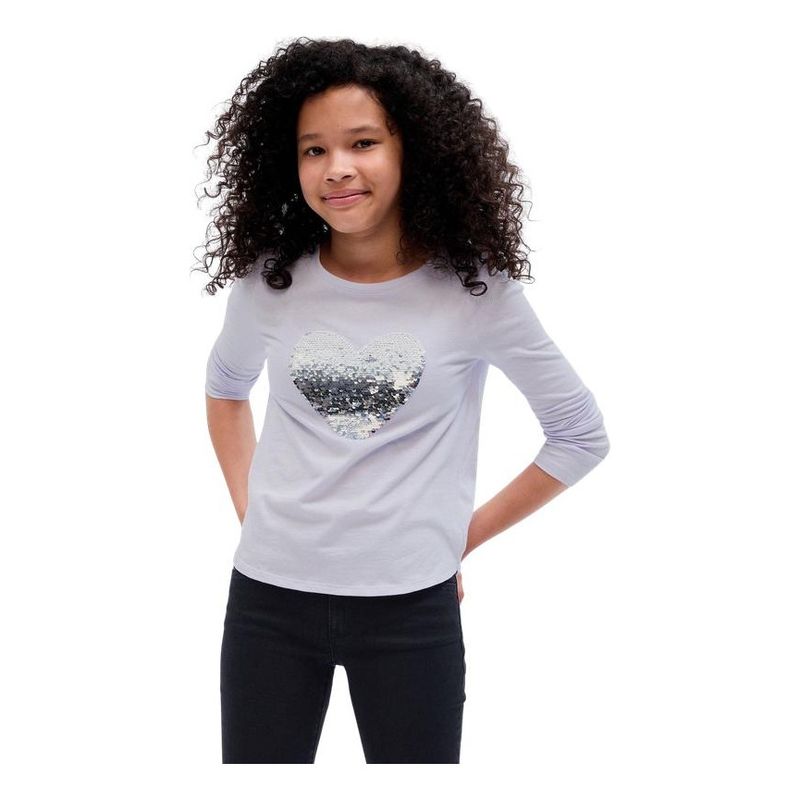 GAP - Polera Corazón Lentejuela Manga Larga Blanco GAP