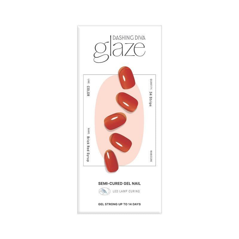DASHING DIVA - Uñas Glaze Semi-Cured Gel Nail: ZMC233N Brick Red Syrup