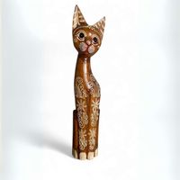 Gato madera artesanal 60 cm café claro