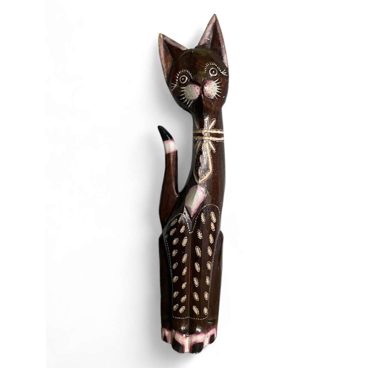 HOME ESSENTIALS - Gato madera artesanal 60 cm negro