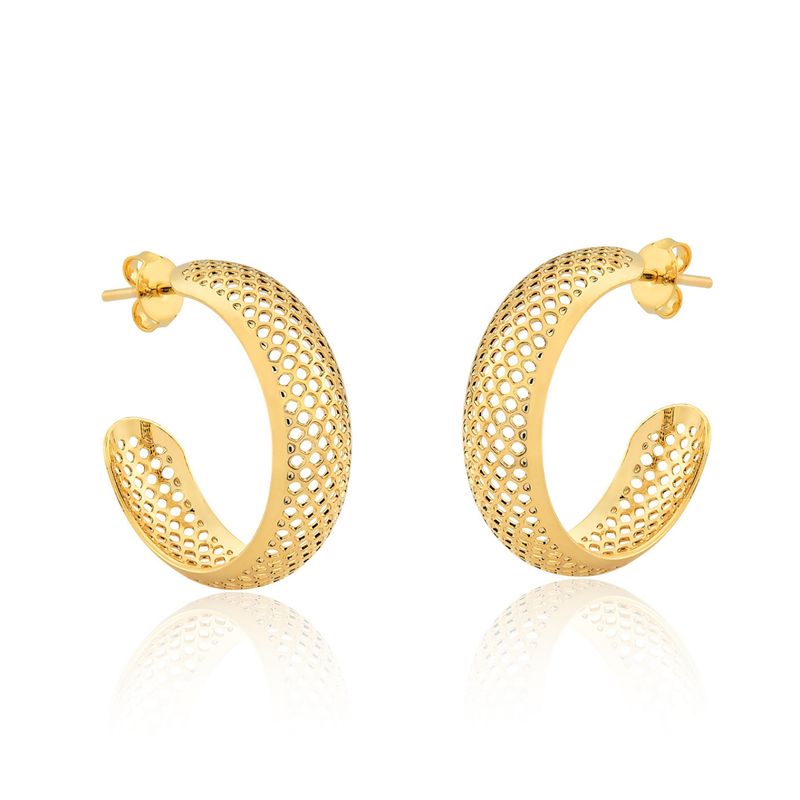 VANITE - Aros Mujer Bañado en Oro Argollas Grille