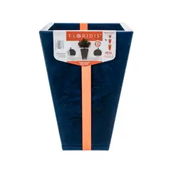 GENERICO - MACETERO FLORIDIS AZUL EFECTO MARMOL ZURIQUE 55CM ALTO CON PLATO
