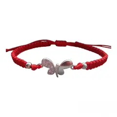 GENERICO - Pulsera hilo rojo y mariposa Plata