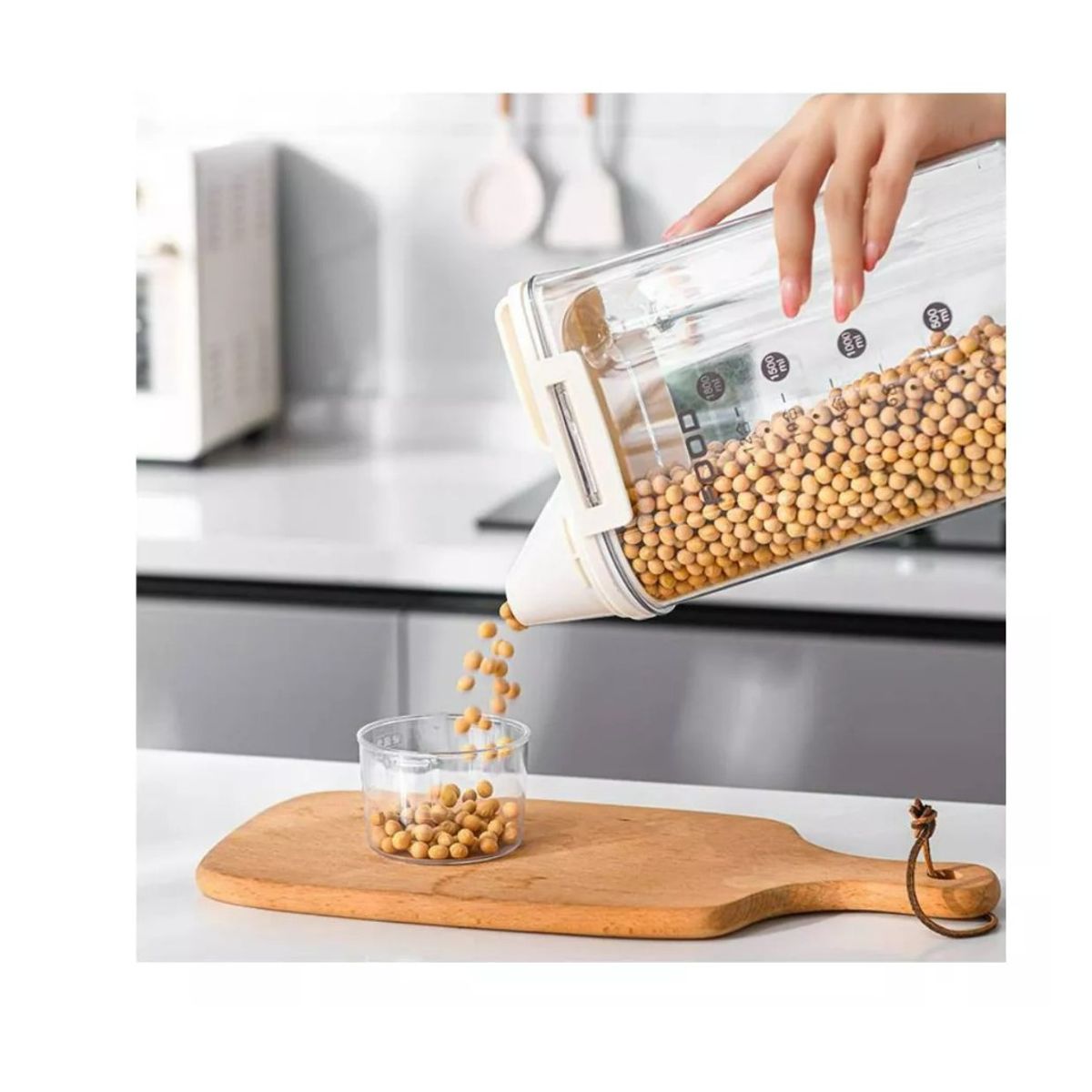 GENERICO - Dispensador De Cerales Y Granos Con Dosificador 1.8 Lts Transparente