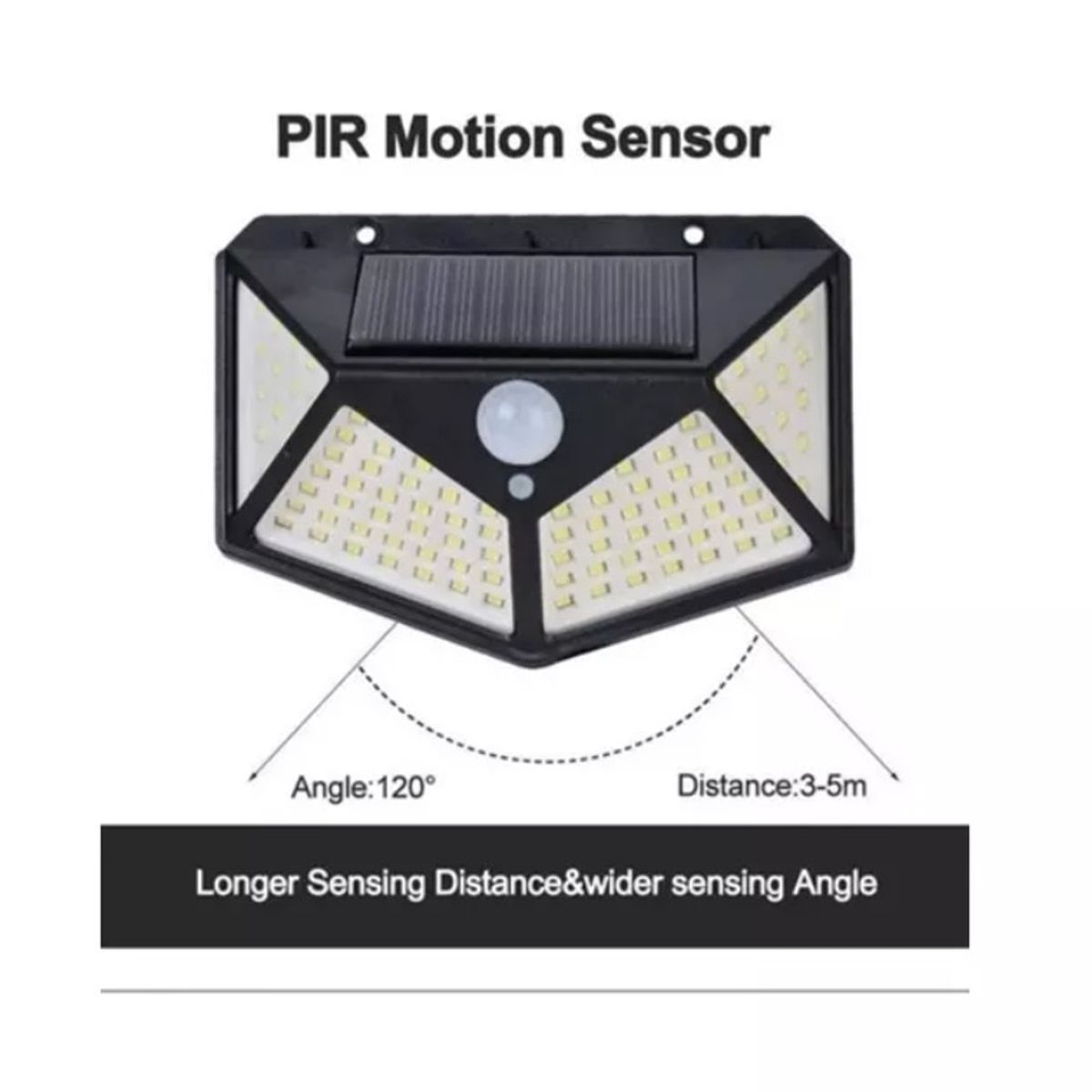 GENERICO - Foco Solar con Sensor de Movimiento 100 Led