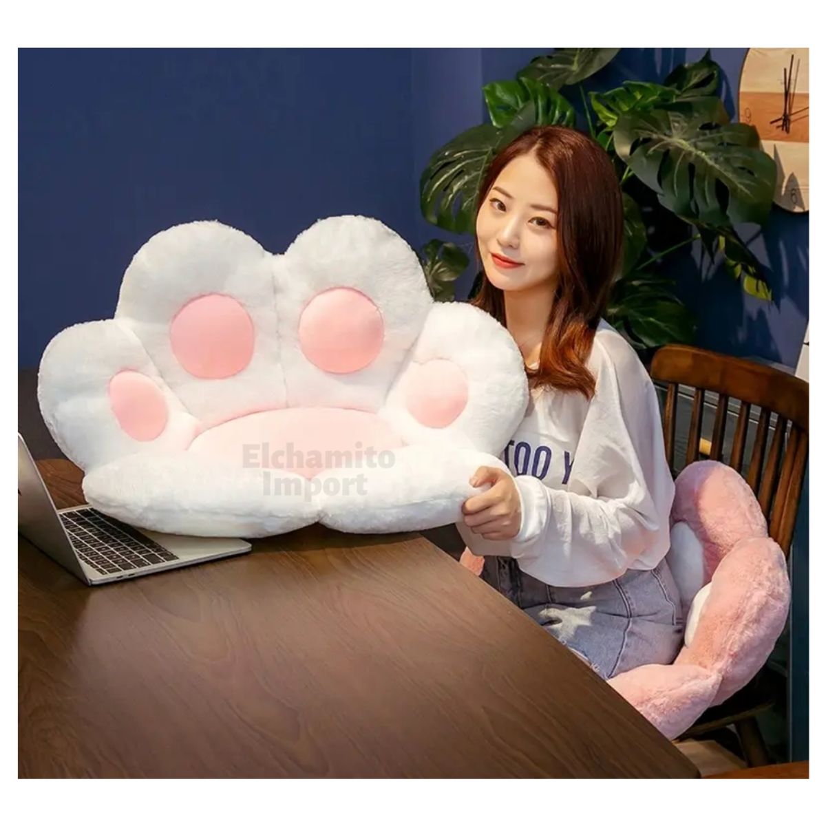 GENERICO - Cojín Para Silla Asiento Peluche Garrita Gato Mueble Mascota