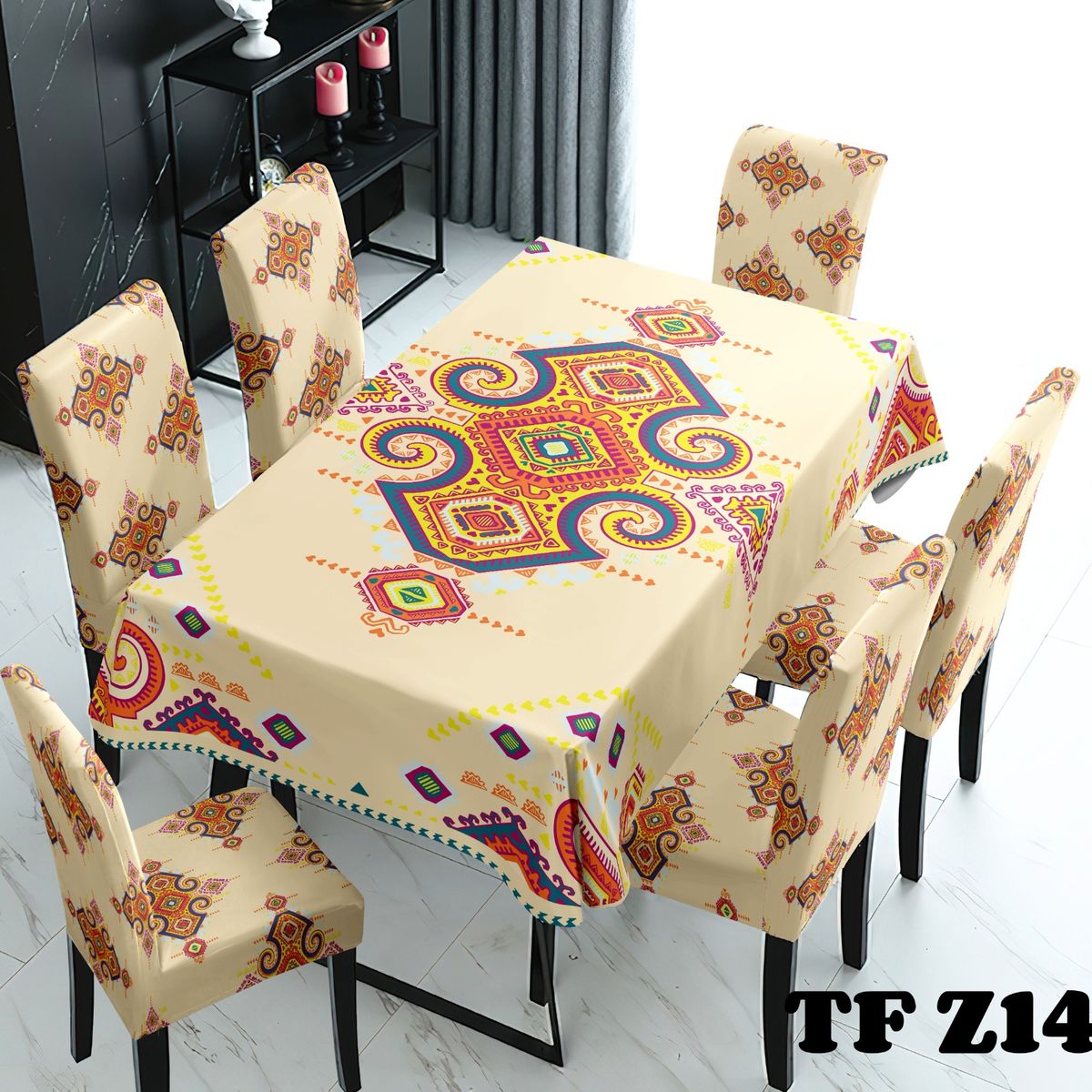 GENERICO - Set Mantel + 6 Fundas Para Sillas Mandala TF
