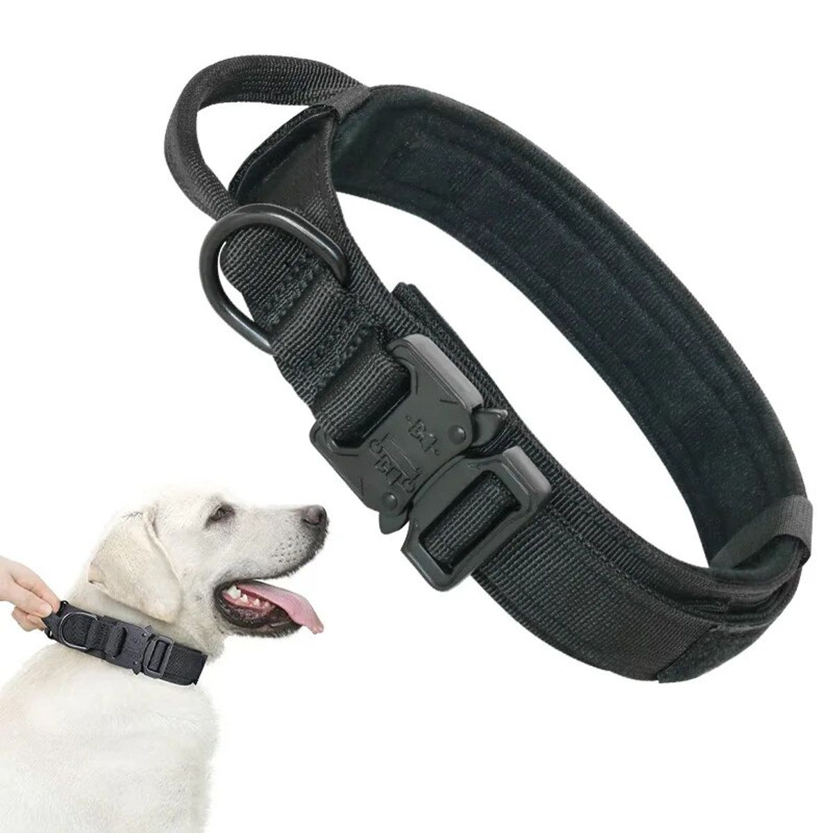 DEFENSOR FOREVER - Collar Táctico Perros Reforzado Ajustable Talla L Negro