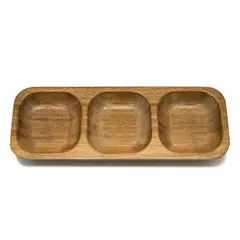 WAYU - Plato Aperitivo 3 Compartimientos Madera Acacia 26x10cm