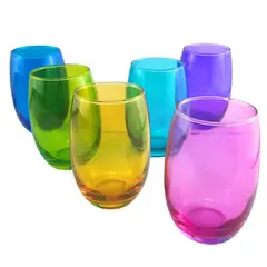 CRISTAR - Pack Display 6 Vasos Vidrio Altos Mikonos Full Color 460 ml